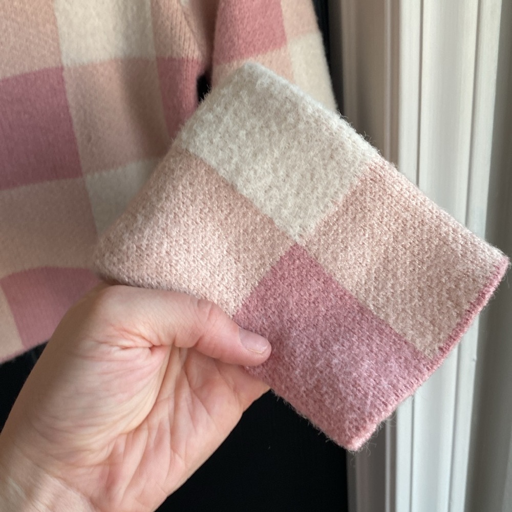 ALTAR’D State Pink Plaid Crop Sweater-Size L - Picture 5 of 5